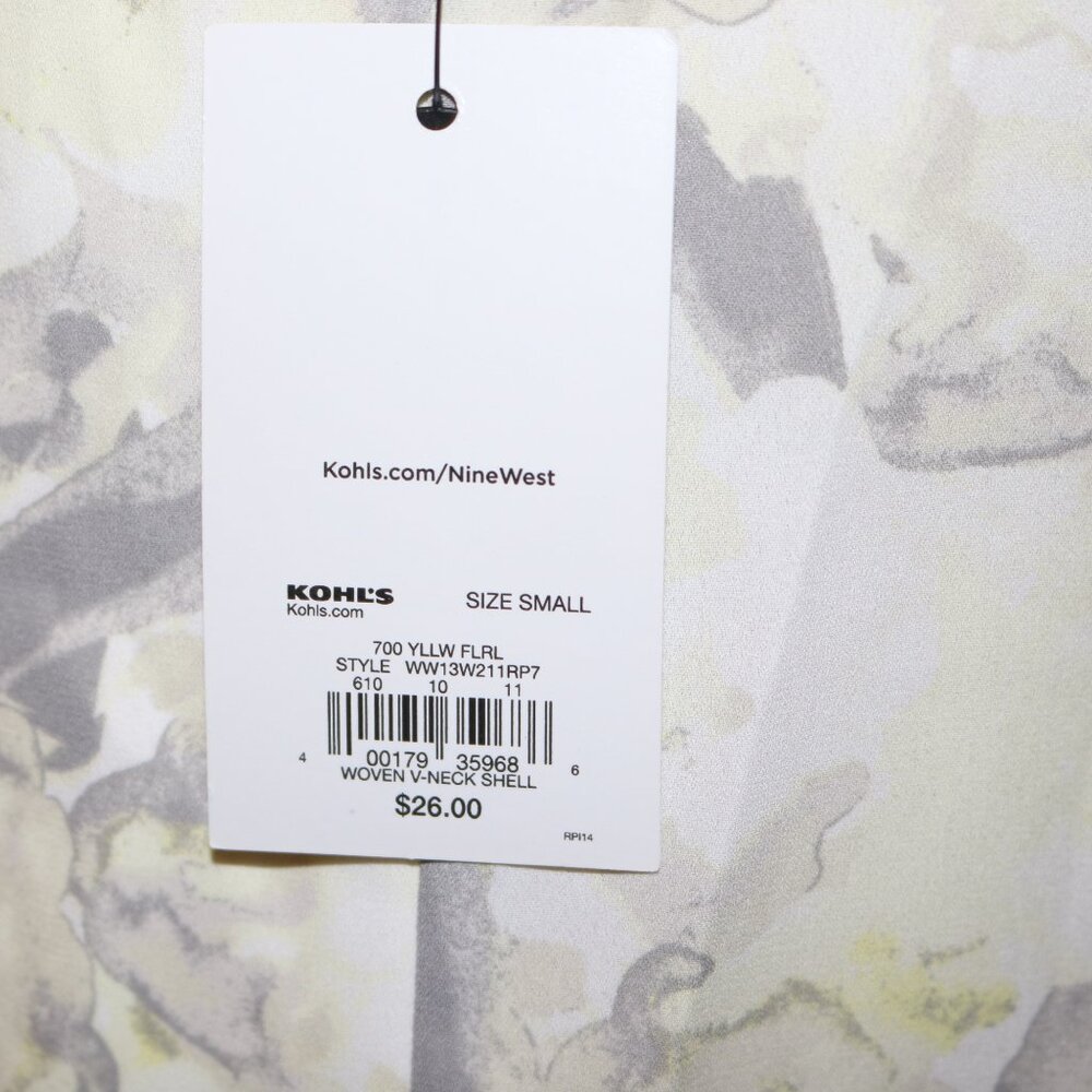 Nine West yellow floral dressy tank top NWT size small - Picture 6 of 9
